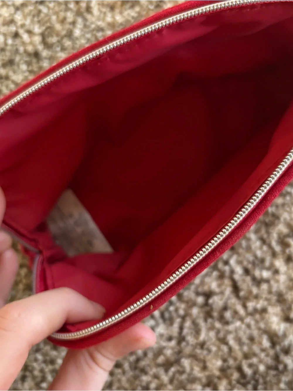 Dior Red Travel Pouch with Silver Zipper